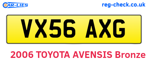 VX56AXG are the vehicle registration plates.