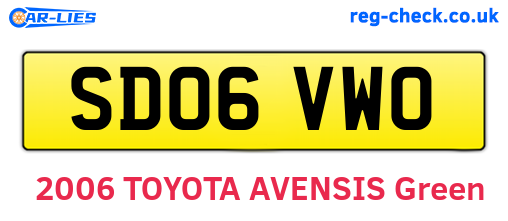 SD06VWO are the vehicle registration plates.