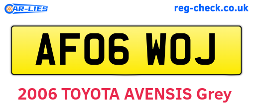AF06WOJ are the vehicle registration plates.