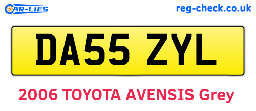 DA55ZYL are the vehicle registration plates.