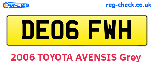 DE06FWH are the vehicle registration plates.