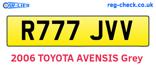 R777JVV are the vehicle registration plates.