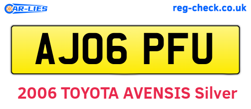AJ06PFU are the vehicle registration plates.