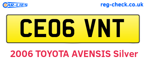 CE06VNT are the vehicle registration plates.