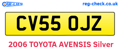 CV55OJZ are the vehicle registration plates.