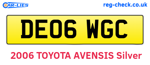 DE06WGC are the vehicle registration plates.
