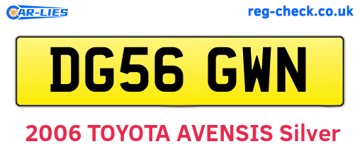 DG56GWN are the vehicle registration plates.