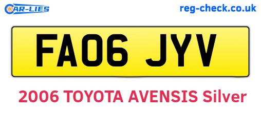 FA06JYV are the vehicle registration plates.