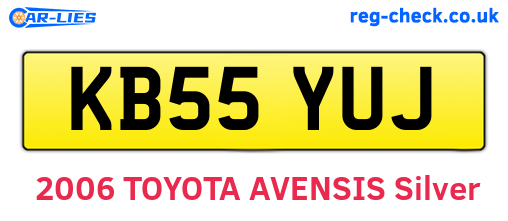 KB55YUJ are the vehicle registration plates.