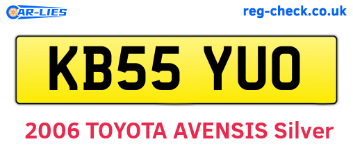 KB55YUO are the vehicle registration plates.