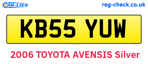KB55YUW are the vehicle registration plates.