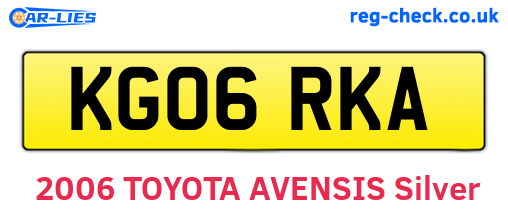 KG06RKA are the vehicle registration plates.