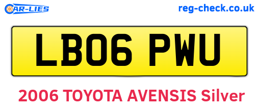 LB06PWU are the vehicle registration plates.