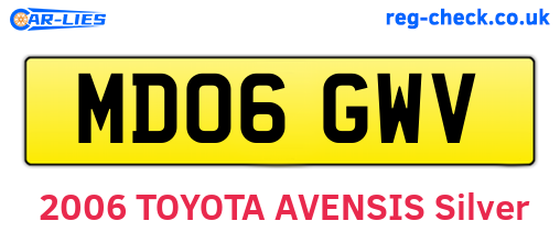 MD06GWV are the vehicle registration plates.