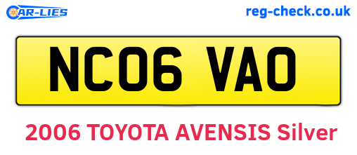 NC06VAO are the vehicle registration plates.