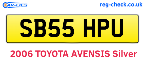 SB55HPU are the vehicle registration plates.