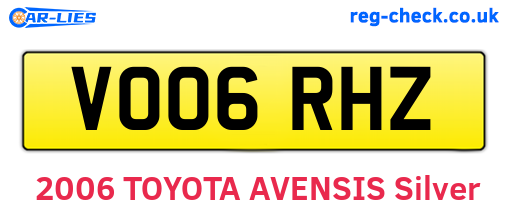 VO06RHZ are the vehicle registration plates.