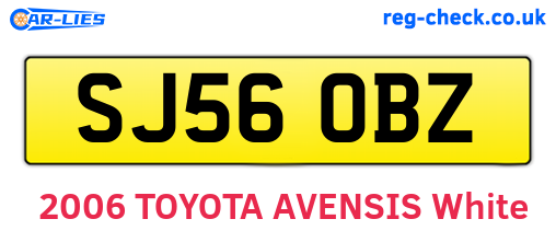SJ56OBZ are the vehicle registration plates.