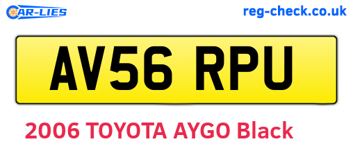 AV56RPU are the vehicle registration plates.