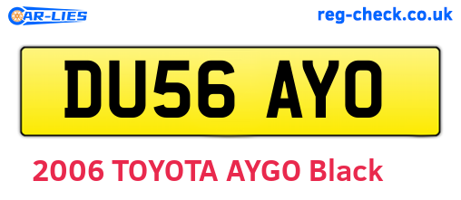 DU56AYO are the vehicle registration plates.