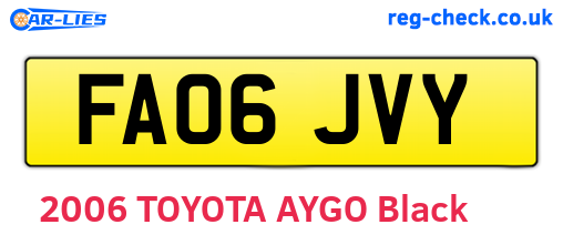 FA06JVY are the vehicle registration plates.