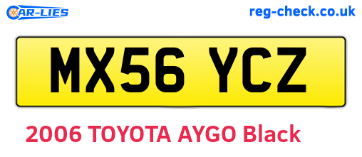MX56YCZ are the vehicle registration plates.