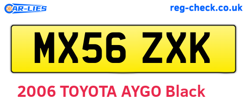 MX56ZXK are the vehicle registration plates.