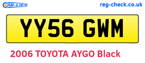 YY56GWM are the vehicle registration plates.