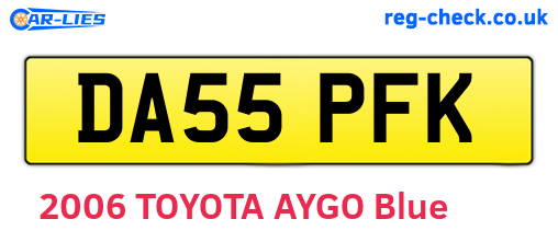 DA55PFK are the vehicle registration plates.