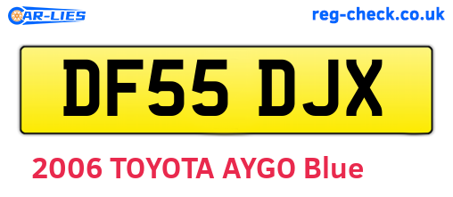DF55DJX are the vehicle registration plates.
