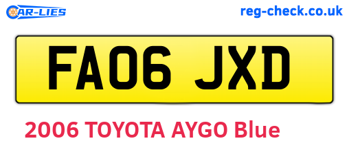 FA06JXD are the vehicle registration plates.