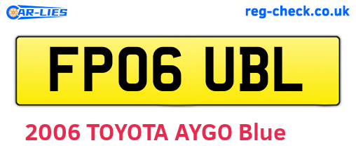 FP06UBL are the vehicle registration plates.