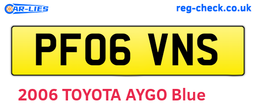PF06VNS are the vehicle registration plates.