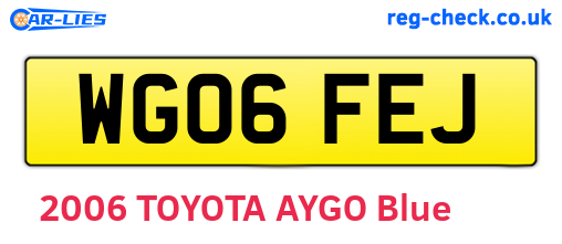WG06FEJ are the vehicle registration plates.