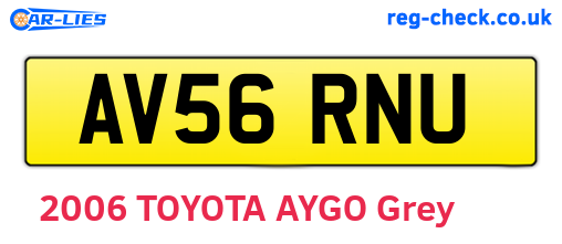 AV56RNU are the vehicle registration plates.