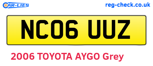 NC06UUZ are the vehicle registration plates.