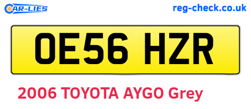 OE56HZR are the vehicle registration plates.