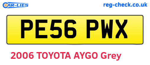 PE56PWX are the vehicle registration plates.
