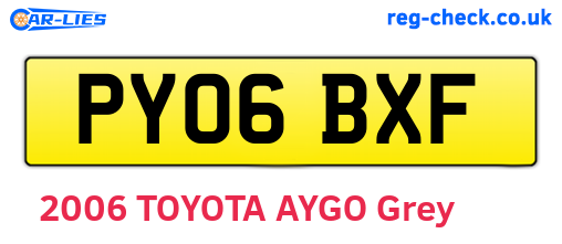 PY06BXF are the vehicle registration plates.