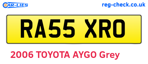 RA55XRO are the vehicle registration plates.