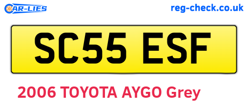 SC55ESF are the vehicle registration plates.