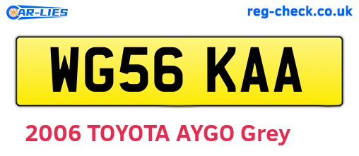 WG56KAA are the vehicle registration plates.