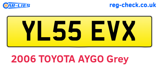 YL55EVX are the vehicle registration plates.