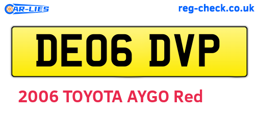 DE06DVP are the vehicle registration plates.