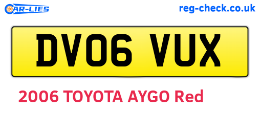 DV06VUX are the vehicle registration plates.