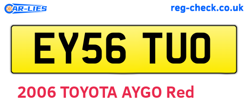 EY56TUO are the vehicle registration plates.