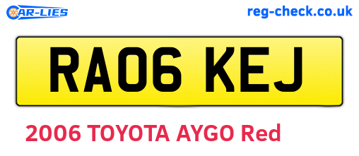 RA06KEJ are the vehicle registration plates.