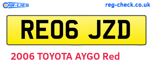 RE06JZD are the vehicle registration plates.