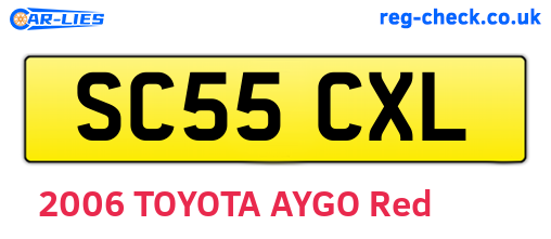 SC55CXL are the vehicle registration plates.