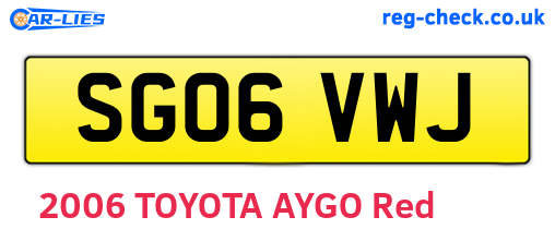 SG06VWJ are the vehicle registration plates.